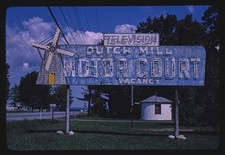 Photo:Malta New York 1960s Dutch Mill Motor Court Television Sign Vacancy picture