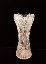 Antique Libbey American Brilliant glass vase flower fern marked star in circle picture