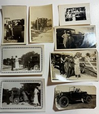 Antique Vintage Cars Automobiles & Couples B&W Photos Lot of 8 1910s - 1930s picture