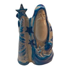 Eldreth Pottery Santa Claus 2000 with Star Salt Glazed Cobalt Figure Figurine picture