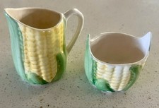 Vintage Clinchfield Artware Pottery Hand Painted Corn Pitcher Toothpick Holder picture