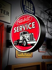 Peterbilt Service Double Sided White LED Backlit Sign On Off Switch Truck Garage picture