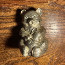 1960’s Lunt Silver Plated Bear Bank For Coins With Honeypot VTG NOS Rare picture