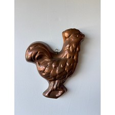 Vintage Copper Rooster Cake Mold Wall Hanging Farmhouse Kitchen Decor 11 Inch picture
