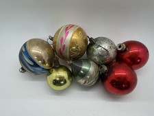 Lot of 7 Vintage Mercury Glass Christmas Ornaments Mixed Lot Some Details/Solids picture