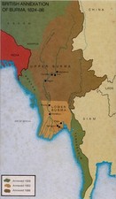 1954 Map British Annexation of Burma 1824-1886 Anglo-Burmese War Matted Print picture