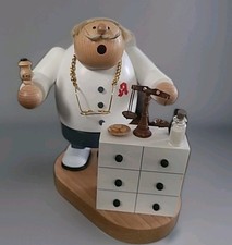 VTG. KWO Erzgebirge Wood Pharmacist Incense Smoker Figure. Graduation Gift Rare picture