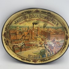 Vintage Anheuser-Busch Brewing Assn Oval Beer Tray Brewery Image Largest Brewery picture