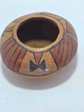 SMALL DECORATED SOUTHWEST POTTERY VESSEL – GEOMETRIC DESIGN SEED POT 2.75 X 1.5 picture