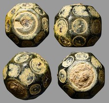Ancient Roman Bronze Polyhedral Weight 57.83g 2 Unciae Concentric Circles 200AD picture