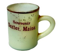 DEXTER MAINE ME Uranium Antique Custard Glass Souvenir Trinket MINI CUP MUG picture