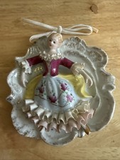 Vintage Donna China 626 Porcelain Lady Wall Pocket Vase Applied Flowers Japan picture