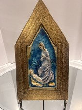 Andrea D’Arienzo Vietri Madonna And Child Wall Plaque Italy Vtg picture