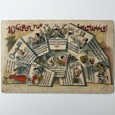 Antique German Postcard 10 Gebote fur Ehemanner Ten Commandments Husbands Comic picture