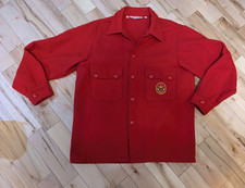 Vintage Boy Scouts of America Official Red Wool Jacket w/ Patches 42, 1970s picture