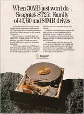 Seagate ST251 Hard Drive Vintage Print Ad 1980s Computer Tech picture