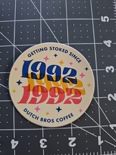 Dutch Bros Coffee Getting Stoked Since 1992 Yellow Red Blue Sticker picture