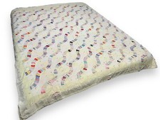 Vintage Wavy Lines Patchwork Quilt Tied 65x79