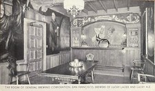 1932 Lucky Lager Brewing Company San Francisco Tasting Room, Walls, Glasses, Mug picture