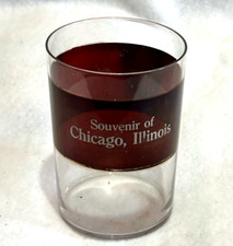 Antique Glass Tumbler Souvenir of Chicago Illinois Ruby Red Flashed Thin Glass picture