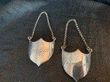 two antque Christofle bottle labels, decanter tags picture