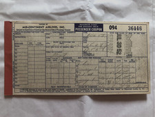 Mid-Continent Airlines Airplane Ticket Passenger Bag Check 1952 Vintage # 36446 picture