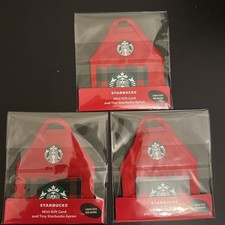 NEW 2025 STARBUCKS RED MINI BARISTA APRON  GIFT CARDS New Set Of 3 No Money picture