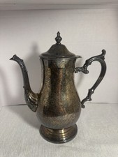 Vintage Unbranded Silver-Plated Footed Coffee/Tea Server, Hinged Lid, Fast Ship picture