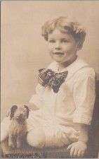 RPPC Postcard Little Boy Posing With Toy Dog Harry Dickerson 1917 picture