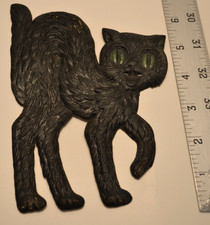 German Vintage/Antique Black Cat Embossed Die Cut Halloween Decoration picture