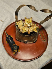 Antique Austrian Cold Painted Bronze Style Fox Dachshund Inkwell Figural Group picture