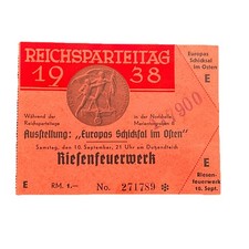 1938 Last Nuremberg Nazi Party Rally Reichsparteitag Ticket Pass Two Events picture