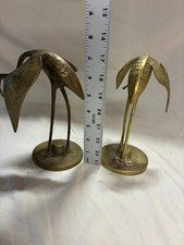 ONE PAIR BRASS HERONS - UNMARKED-NICE PATINA picture