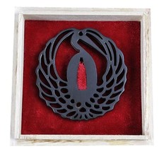 Iron Alloy for Katana or Wakizashi, Tsuba, Dancing Crane Design, with Wooden Box picture