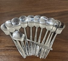 VTG Atomic Starburst Set 12 Ice Cream Spade Sugar Spoon Stainless Steel Japan  picture