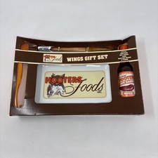 Vintage 2012 Hooters Wings Collectible gift set Plate/Tongs/ Brush - DAMAGED BOX picture