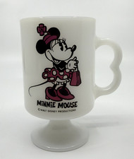 Vintage Federal Disney Minnie Mouse Milk Glass Footed Pedestal Mug Cup USA picture