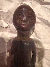 Vintage African Tribal Style Carved Wooden Seated Figure on Base – 5
