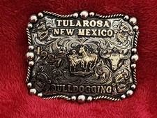 BULLDOGGING Rodeo Champion Trophy Buckle☆Tularosa New Mexico☆1987☆Rare☆113 picture