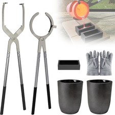 #6 (13.2Lbs-6Kg) Crucible Tongs Set Pro for Melting Metal Casting | Includes Lif picture