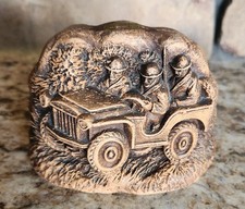 VINTAGE WWII BANTAM JEEP SYROCO WOOD PAPERWEIGHT picture