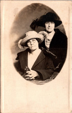 Postcard Real Photo RPPC Studio Photo Women with Big Hats Oceanville New Jersey picture