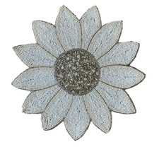 TAHARI HOME Glass Hand Beaded Charger Placemat 15in White Silver Floral NEW picture