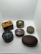 Vintage Miniature Trinket Box Collection 6Pc Made in Italy,India,Cloisonné&Asian picture