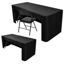 Nasitos 2 Pack Black Tablecloth for 8FT Trade Show Table 8FT|2 Pack, picture