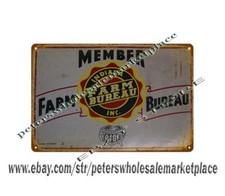 1940S INDIANA FARM BUREAU MEMBER metal tin sign apartment decor picture