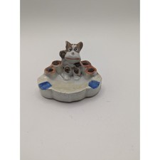 Vtg 1930-1940s Lusterware Ceramic Dog Figurine Cigarette Holder Ashtray Japan picture