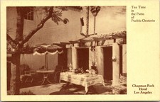 Chapman Park Hotel Pueblo Oratorio Patio Tea Time Los Angeles Postcard picture