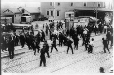 Bayonne New Jersey 1915 Standard Oil Strike Rioters Throwing Bricks Police picture