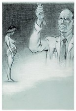 Rand Holmes GEORGIA STRAIGHT 1970s Original Art Pastel Pregnancy Birth Science ? picture